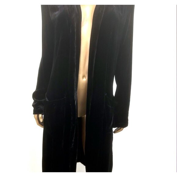 JOHNNY WAS 4 Love and Liberty Size S Black Velvet Duster Cardigan Top Open Front - Picture 9 of 12
